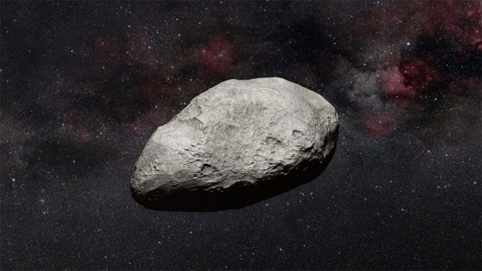 Illustration of an asteroid approaching Earth.