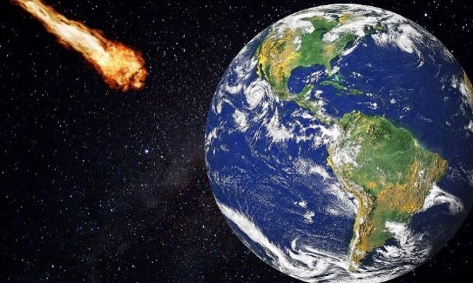 Simulation of the asteroid flying past Earth.