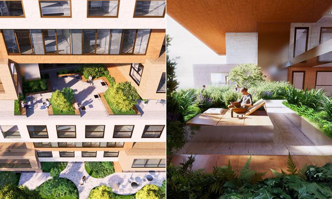 The design of Ziel includes many green spaces.