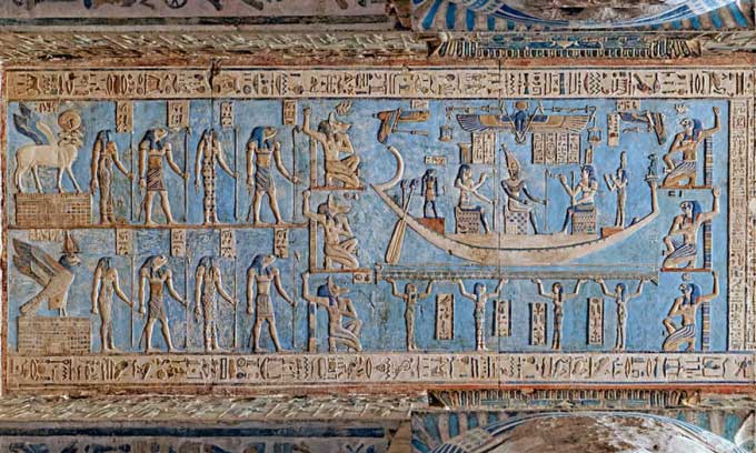 A part of the astronomical ceiling at the Dendera Temple, Egypt.