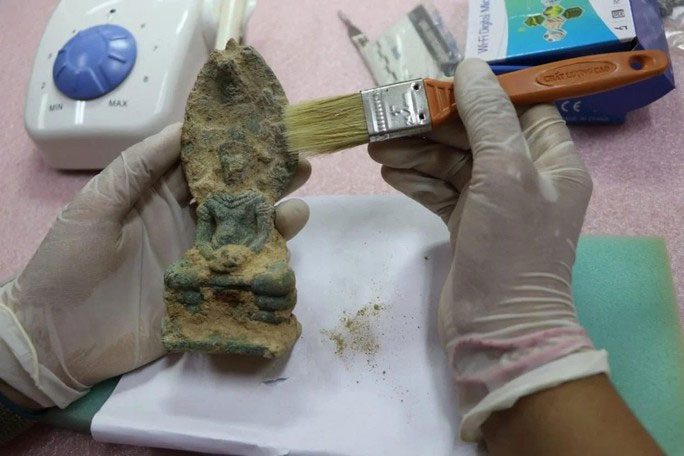 An exquisite Buddha statue among over 1,000 treasures recently unearthed in Cambodia