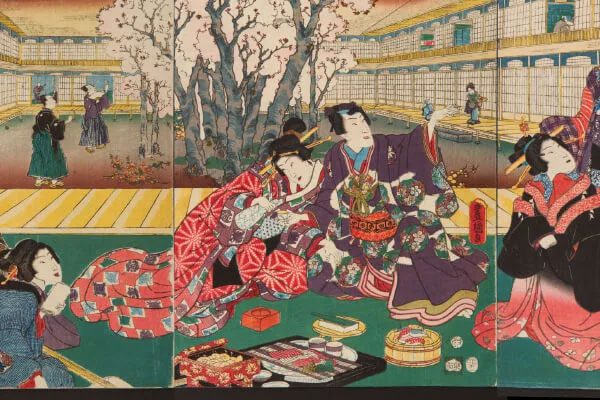 The culture of enjoying bento while viewing cherry blossoms among ancient Japanese nobility.