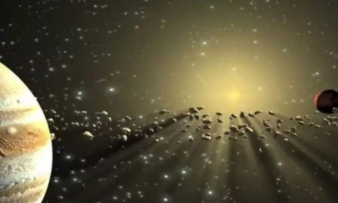 The asteroid belt between Mars and Jupiter.