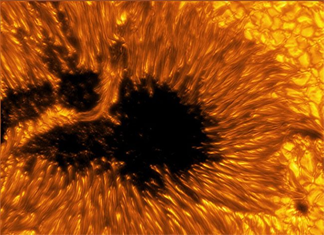 One of the newly released images of sunspots.