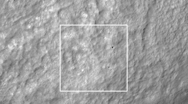 Impact location of the Hakuto-R lander recorded by NASA's Lunar Reconnaissance Orbiter.