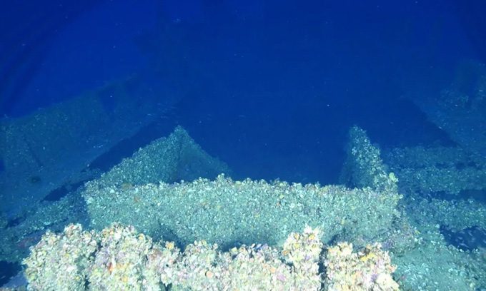 One of the three shipwrecks in Skerki Bank, Tunisia.