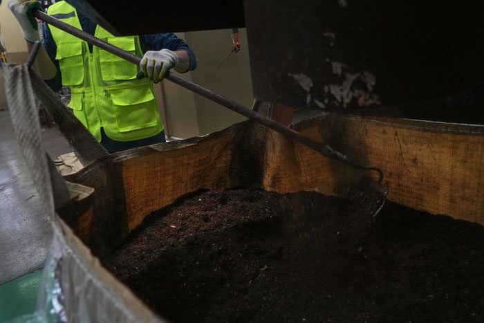 Food waste is processed into animal feed at a facility in Dobong