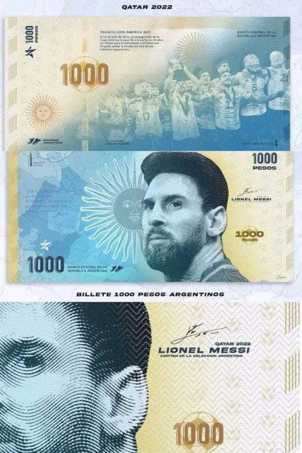 This design features the entire Argentina team on the reverse side of the note.