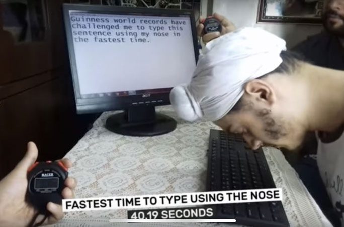 The fastest typist using the nose