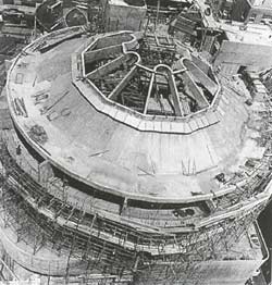 The museum under construction - reinforced concrete structure in place.