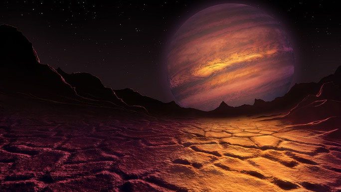 Graphic depiction of a dwarf star from the perspective of its companion world