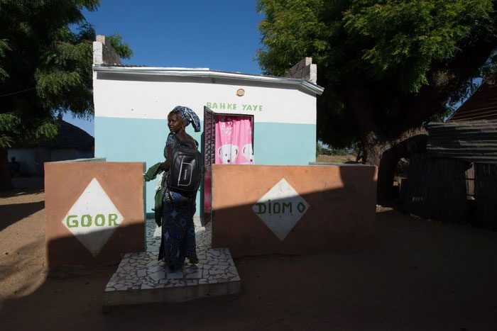Diouf outside her home in Ndiemou.
