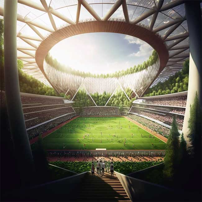 This stadium is inspired by the theory of biological metamorphosis.