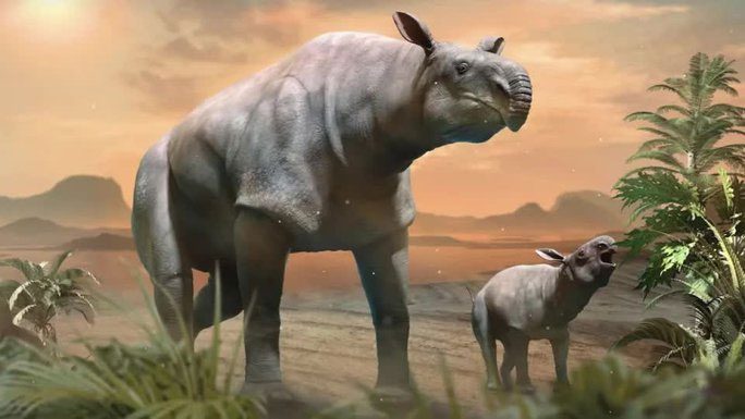 Paraceratherium weighs about 30 tons (four times the weight of today's elephants).