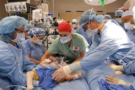 Doctors performing surgery.