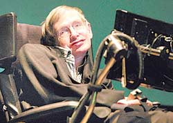 Renowned scientist Stephen Hawking with his daughter writing a book explaining questions about the universe for children