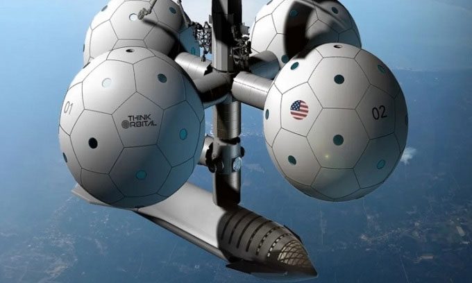 Simulation of the ThinkPlatform complex in orbit.