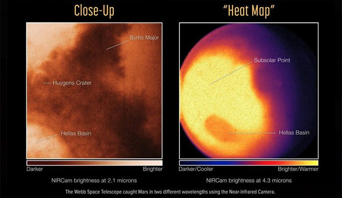 The surface of Mars viewed through the Near Infrared Camera