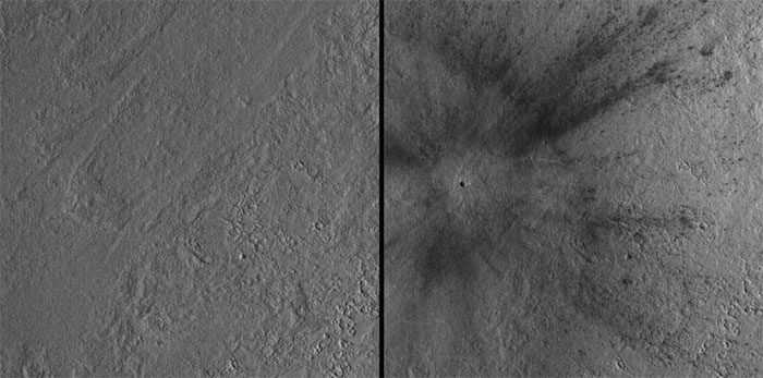 The meteorite struck a flat area called Amazonis Planitia.