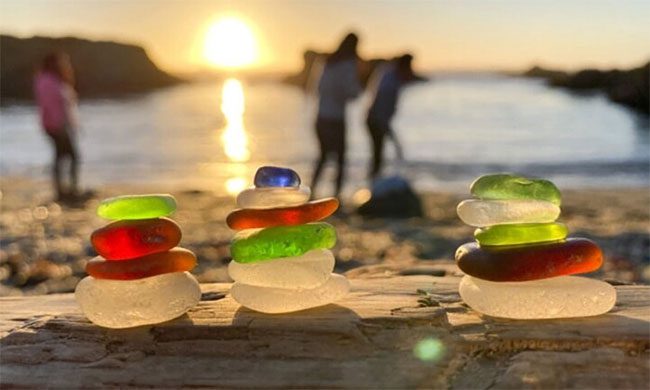 A breathtaking sunset at Glass Beach.