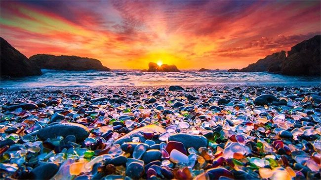 The stunning Glass Beach in California, USA.