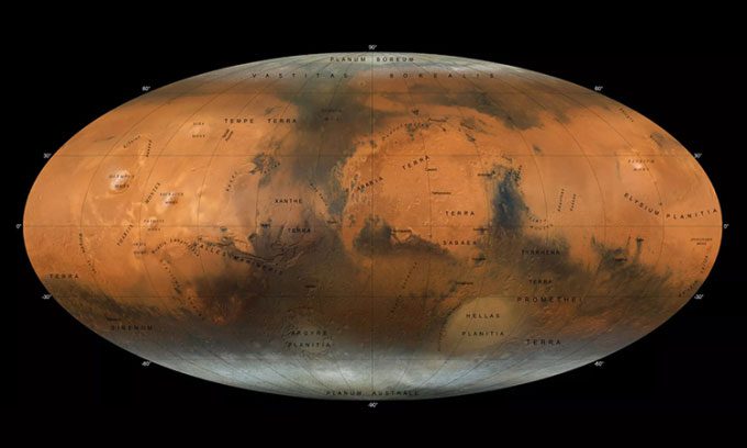 New map of Mars synthesized from observations by the Hope spacecraft