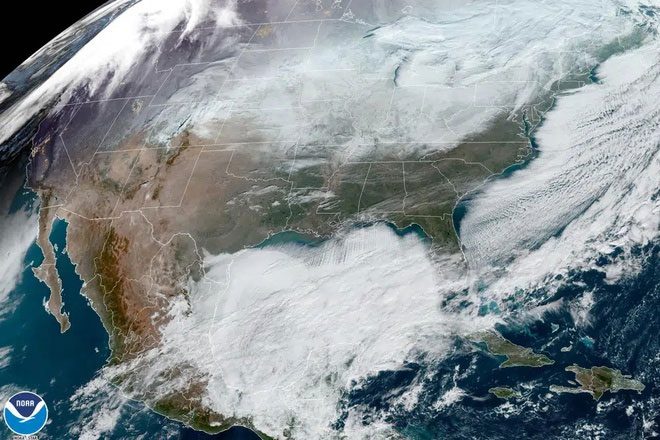 Satellite image of the snowstorm from space