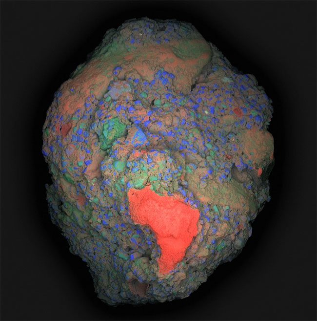 Microscopic structure of a piece of ancient Roman concrete.