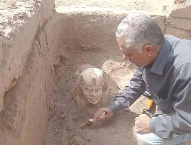 The recently discovered Sphinx statue.