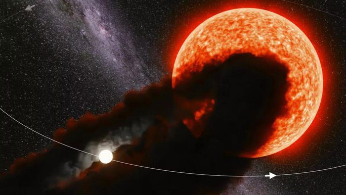 Graphic depiction of the strange binary star system just identified