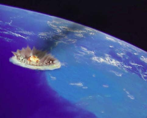 Model of Meteorite Impact Creating Chicxulub Crater in Mexico