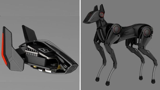 3D design graphic of AI-supported robotic dog Sparky from Hengbot.