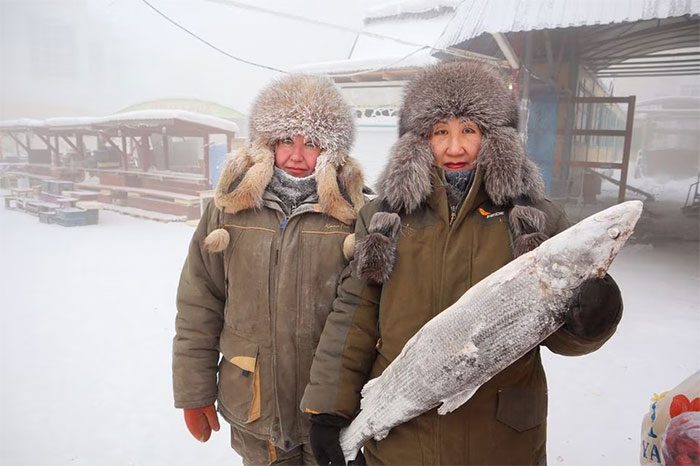 Vendors at a market in Yakutsk.