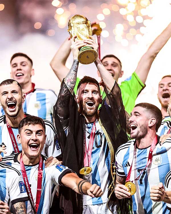 The champion in 2026 will first see Argentina 2022 engraved at the bottom.