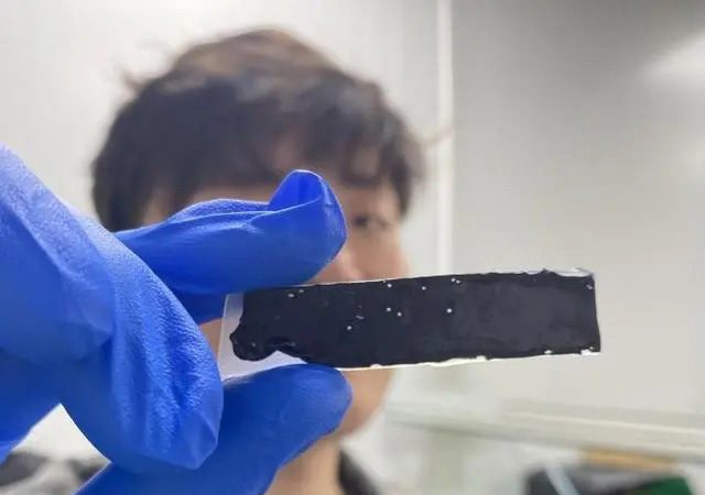 Soft gel electronic skin resembling adhesive bandage.