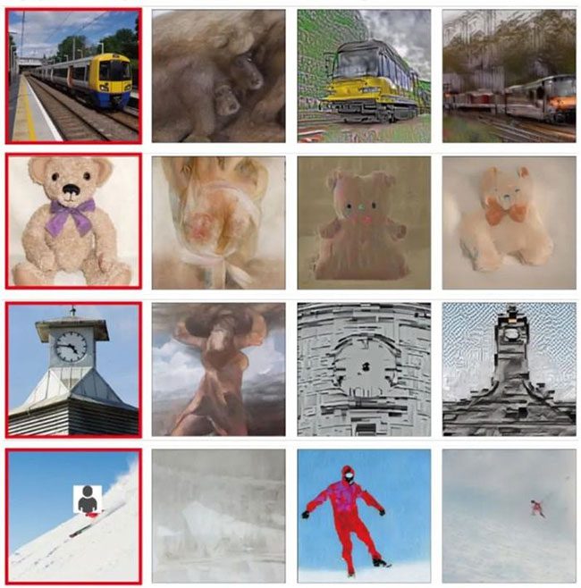 Images in thoughts (far left) and reconstructed by AI.