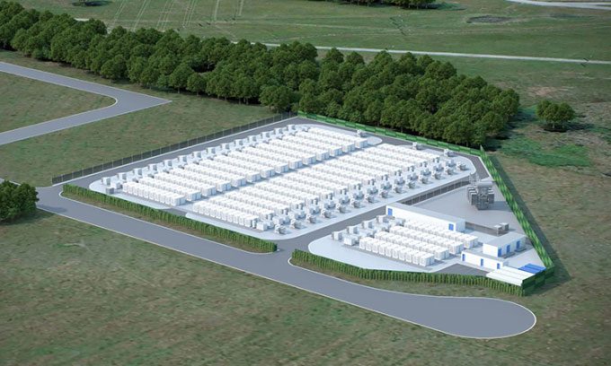 Simulation of the 200 MW mega battery project in Rangebank, Australia.