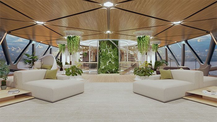 Highlight of the Pegasus yacht is the multi-level hydroponic garden.