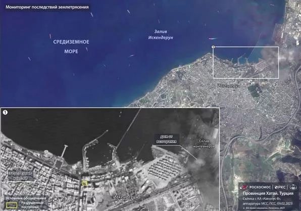 Another Russian satellite, Kanopus-V, captured Hatay province before and after the earthquake