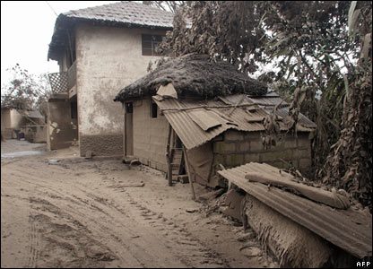 The town of Casua evacuated as the volcano begins to erupt lava and toxic gases.