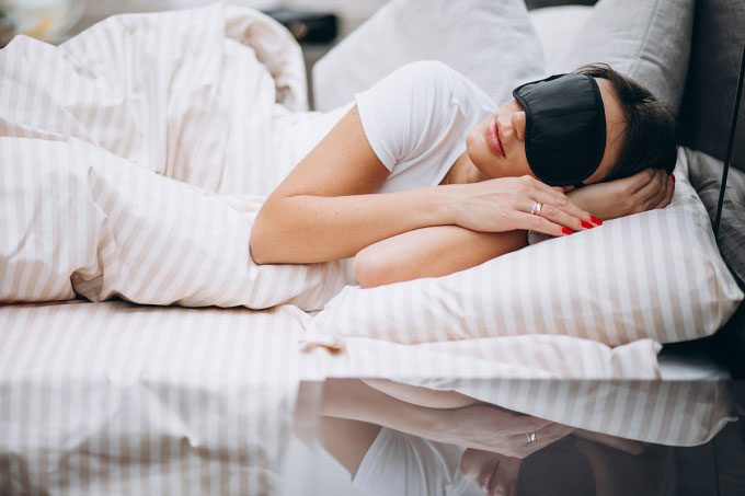 A woman sleeping.