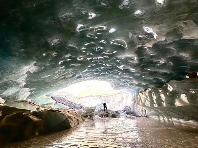 The newly discovered ice cave in Tibet.