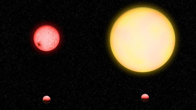 Illustrative image from researchers referring to the unusual size of TOI 5205b.