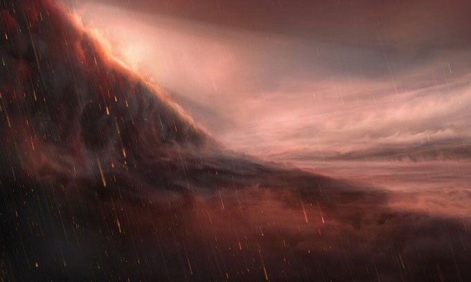 Simulation of iron rain on planet WASP-76 b.