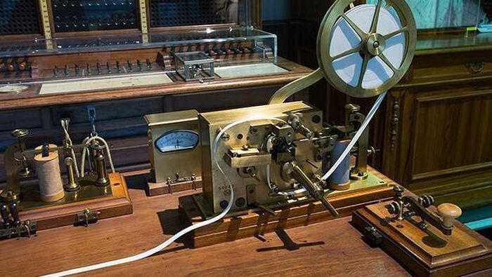 The first telegraph system in 1838.