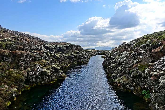 The Silfra fissure is located in Lake Thingvallavatn at Þingvellir National Park in Iceland.