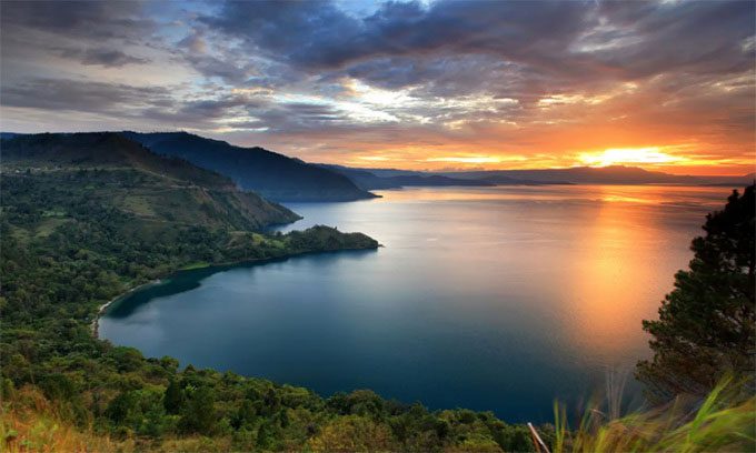 A serene view of Lake Toba today.