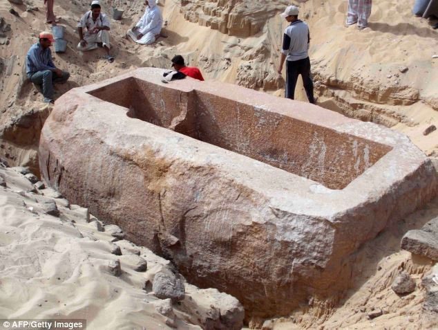 10-ton pink granite sarcophagus
