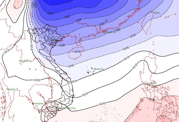 The blue color indicates the cold air mass moving down.