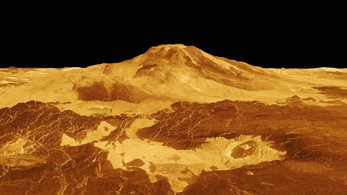 3D perspective of the Maat Mons region on Venus
